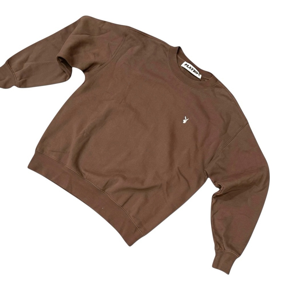 PLAYBOY by PacSun Chocolate Brown Crewneck Sweatshirt Rhinestone Bunny Small Y2K
